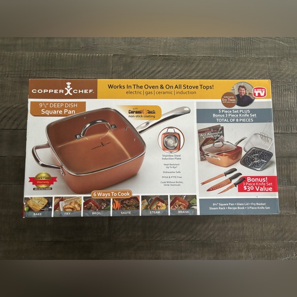Copper Chef 9.5 Inch Nonstick Deep Dish Square Pan Set - Picture 1 of 9